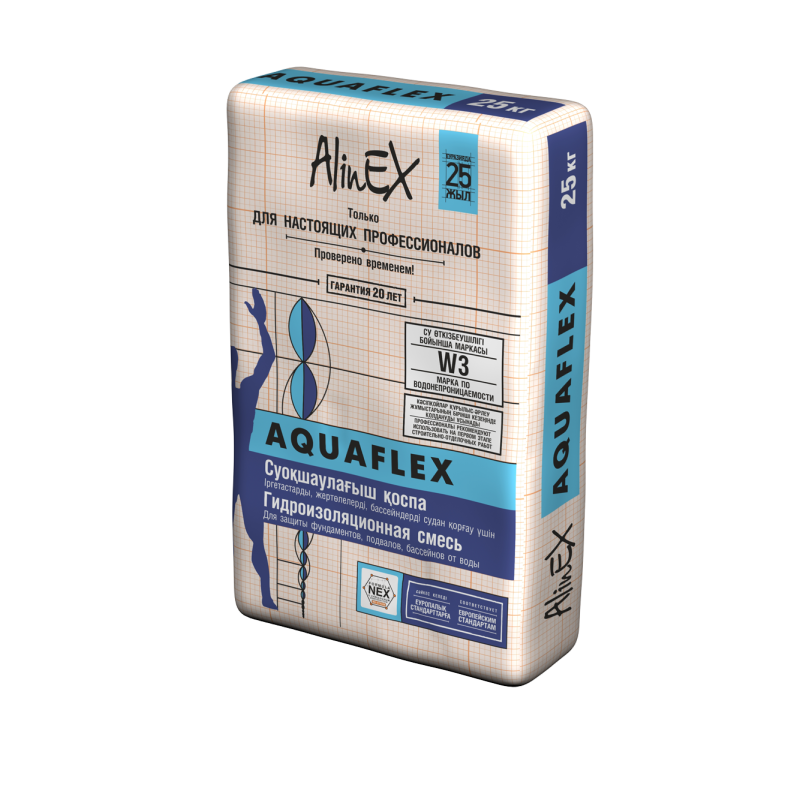 Гидроизоляционная цементная смесь AlinEX «AQUAFLEX», 25 кг