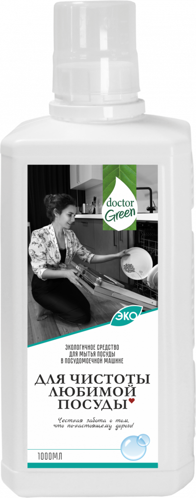Экологичное средство для мытья посуды в посудомоечной машине Doctor Green «Для чистоты любимой посуды», 1000мл в Талдыкоргане.